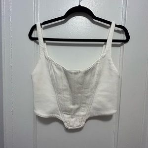 Denim fabric corset top